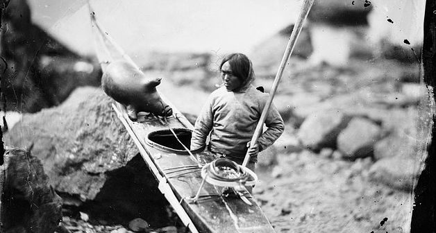 kayak made by Inuit tribe member
